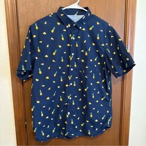 Banana Republic Dark Blue Pineapple Print Shirt